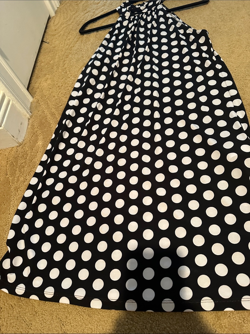 Michael Kors Black and White Polka Dot Halter Maxi Dress